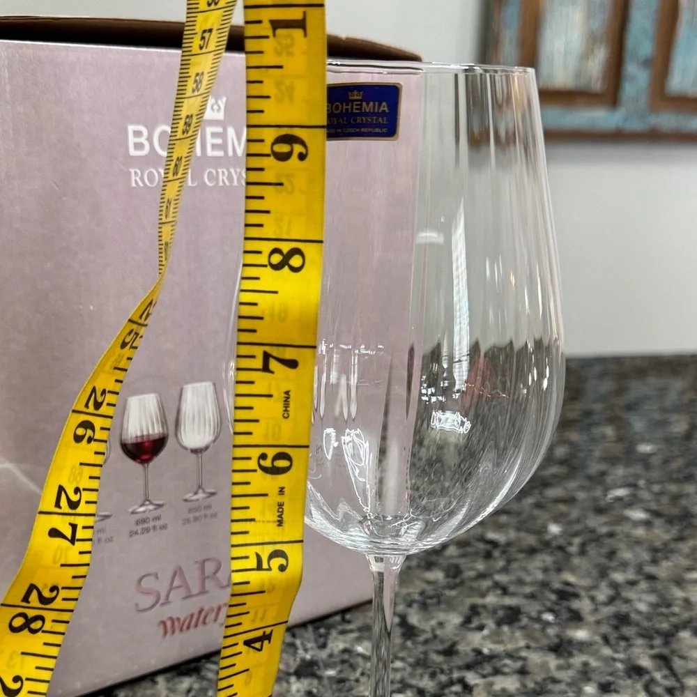 Sarah Waterfall Wine Glass Set - 6  Crystal NEW